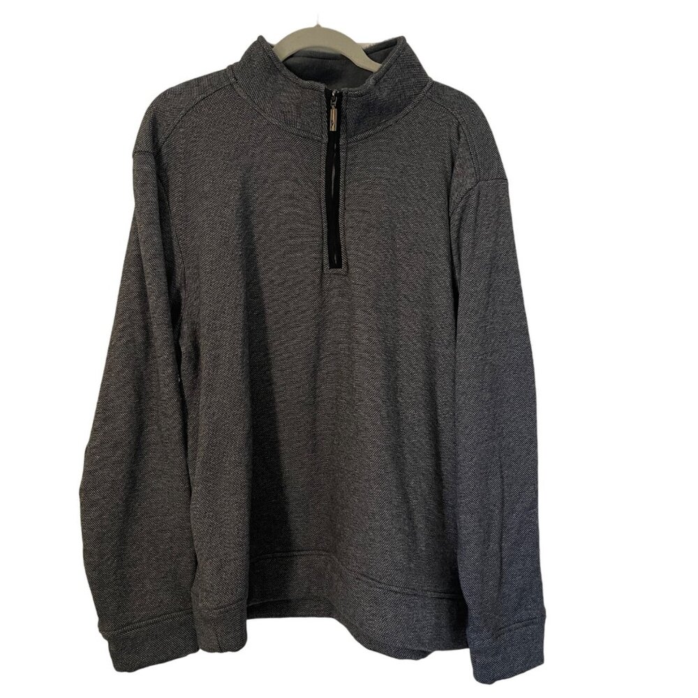 Tommy Bahama Men's 1/4 Zip Pullover Sweater XL Polyester/Cotton Blend Gray